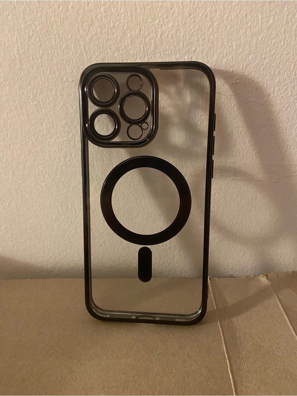 Clear Phone Case with Black MagSafe Ring Accents